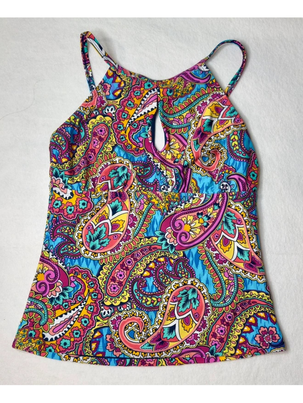 Colorful Paisley Tankini Swim Top | Women's Size M G00122